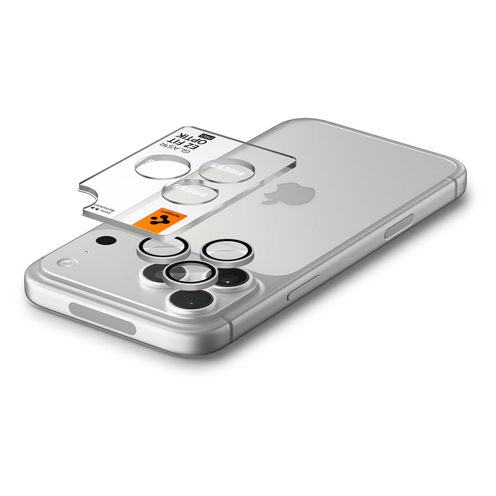 Film de protection pour caméra arrière Spigen GlastR EZ FIT Optik Pro pour Apple iPhone 18 Pro / 18 Pro Max, Verre trempé, Lot de 2 pièces, Argenté AGL12046