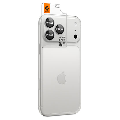 Film de protection pour caméra arrière Spigen GlastR EZ FIT Optik Pro pour Apple iPhone 18 Pro / 18 Pro Max, Verre trempé, Lot de 2 pièces, Argenté AGL12046