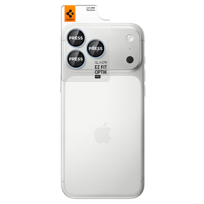 Pellicola protettiva per fotocamera posteriore Spigen GlastR EZ FIT Optik Pro per Apple iPhone 18 Pro / 18 Pro Max, vetro temperato, set da 2 pezzi, blu AGL12045