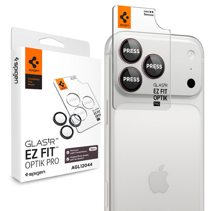 Pellicola protettiva per fotocamera posteriore Spigen GlastR EZ FIT Optik Pro per Apple iPhone 18 Pro / 18 Pro Max, vetro temperato, set da 2 pezzi, bordeaux AGL12044