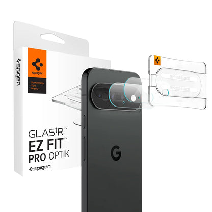 Pellicola protettiva per fotocamera posteriore Spigen GlastR EZ FIT Optik Pro per Google Pixel 11, vetro temperato, set da 2 pezzi, trasparente AGL11479