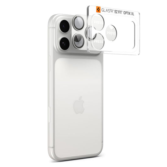 Pellicola protettiva per Fotocamera Posteriore Spigen GlastR EZ FIT Optik Pro XL per Apple iPhone 17 Pro Max, Vetro Temperato, Argento