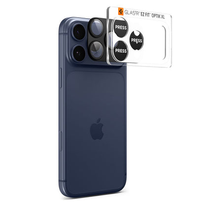 Film de protection pour caméra arrière Spigen GlastR EZ FIT Optik Pro XL pour Apple iPhone 17 Pro, Verre Trempé, Noir