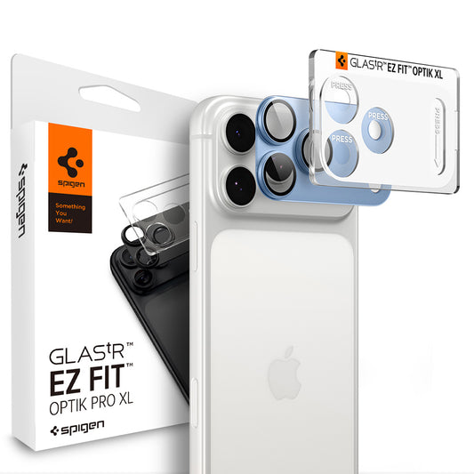 Pellicola protettiva per fotocamera posteriore Spigen GlastR EZ FIT Optik Pro XL per Apple iPhone 18 Pro, vetro temperato, blu AGL12037