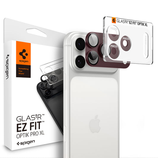 Pellicola protettiva per fotocamera posteriore Spigen GlastR EZ FIT Optik Pro XL per Apple iPhone 18 Pro, vetro temperato, bordeaux AGL12036