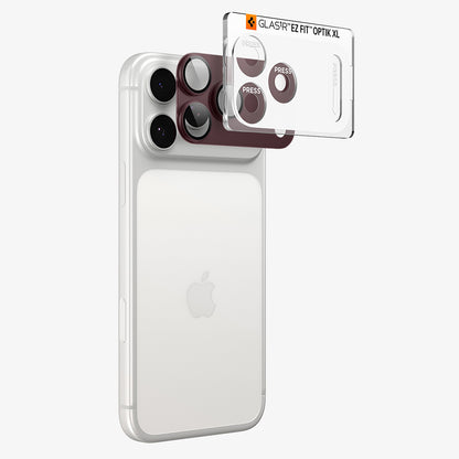 Schutzfolie für die Rückkamera Spigen GlastR EZ FIT Optik Pro XL für Apple iPhone 18 Pro, gehärtetes Glas, Burgunderrot AGL12036