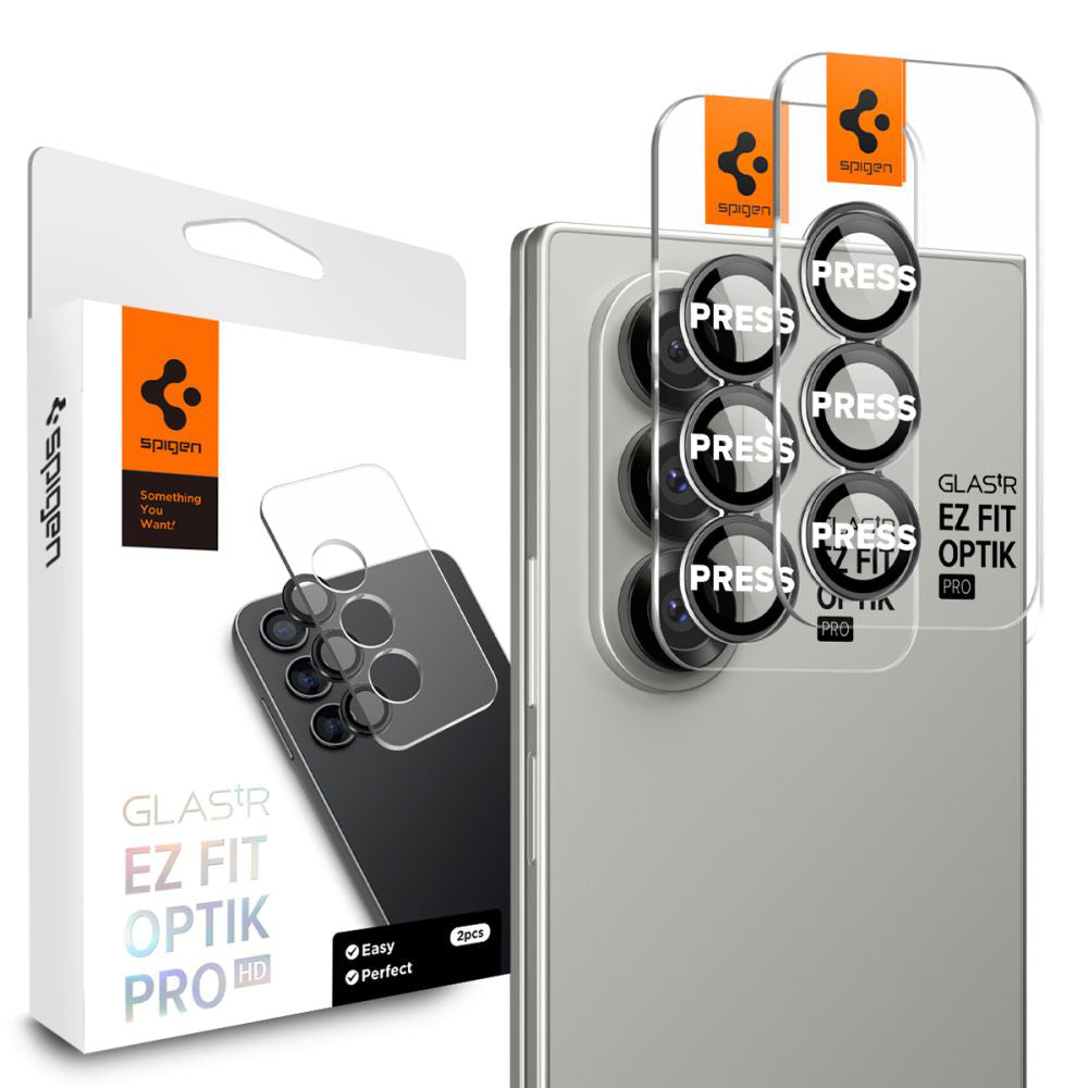 Film de protection pour caméra arrière Spigen GlastR EZ FIT Optik Pro HD pour Samsung Galaxy Z Fold7 F966, Verre Trempé, Lot de 2 pièces, Noir AGL09581