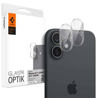 Spigen GlastR Optik Rückkamera-Schutzfolie für Apple iPhone 16 Plus / 16, gehärtetes Glas, 2er-Set, transparent AGL07923