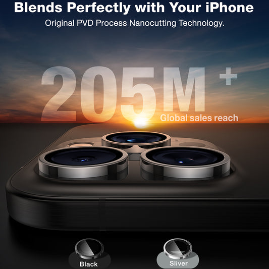 Torras Lensguard Rückkamera-Schutzfolie für Apple iPhone 16 Pro Max / 16 Pro, gehärtetes Glas, Metallic Grau