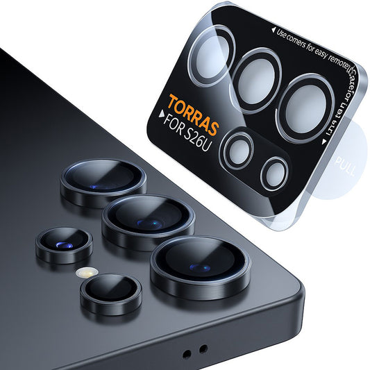 Film de protection Caméra Arrière Torras Lensguard pour Samsung Galaxy S26 Ultra, Verre Trempé, Noir