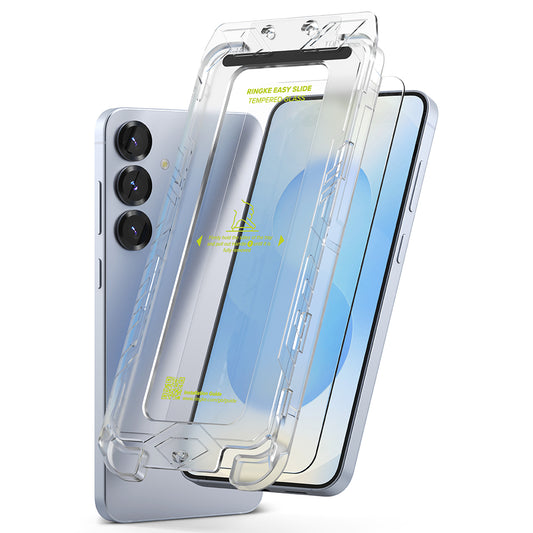 Schutzfolie Ringke Easy Slide für Samsung Galaxy S25 S931, Gehärtetes Glas, Vollkleber, Set 2 Stück