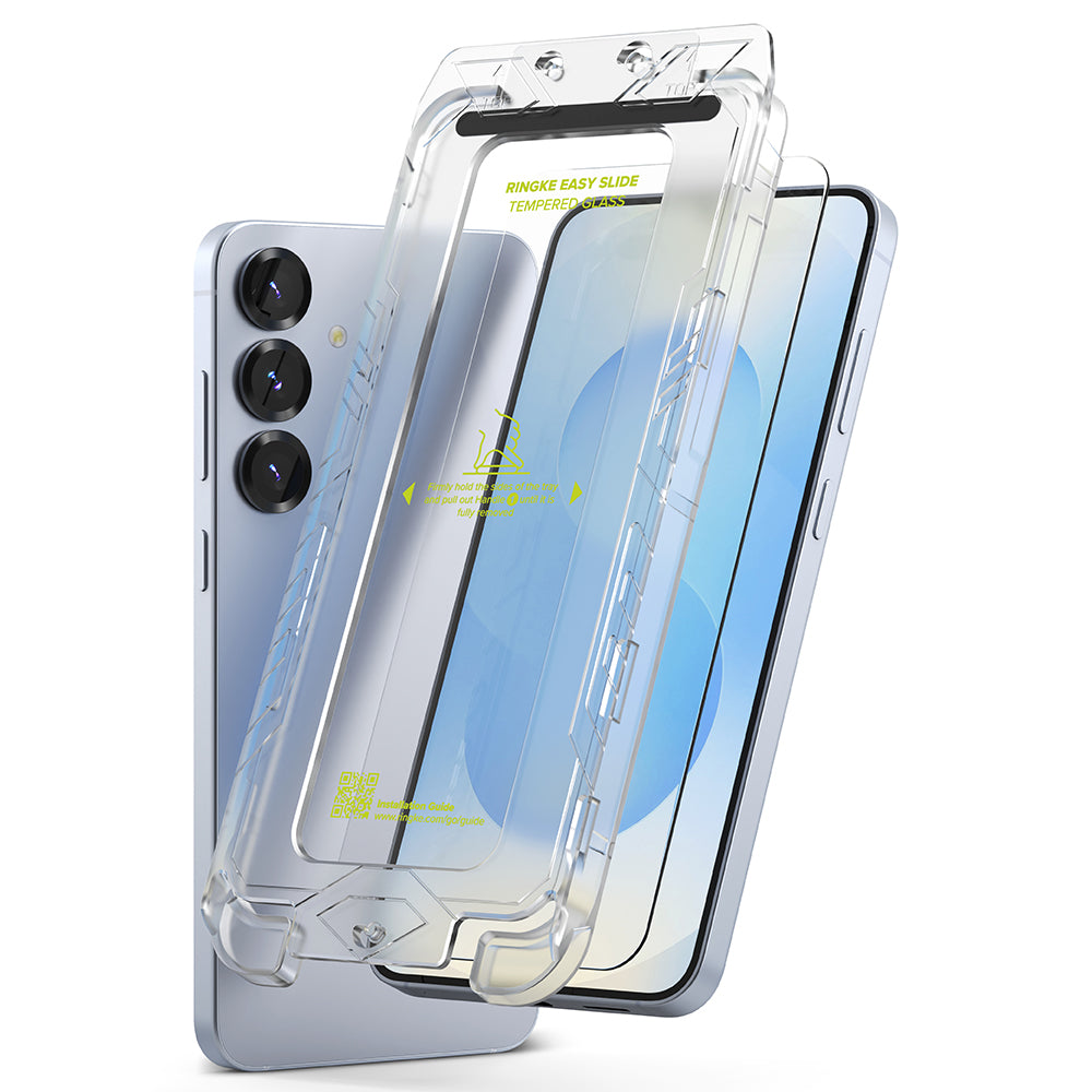 Schutzfolie Ringke Easy Slide für Samsung Galaxy S25+ S936, Gehärtetes Glas, Vollverklebung, Set 2 Stück