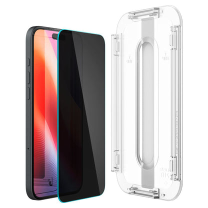Film de protection écran Privacy Spigen GlastR EZ FIT pour Apple iPhone 16 / 15, Verre Trempé, Full Glue, Lot de 2 pièces