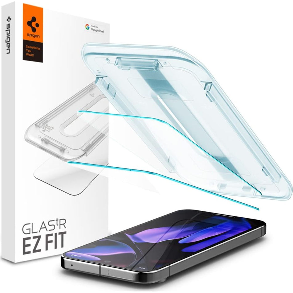 Pellicola protettiva Schermo Spigen GlastR EZ FIT per Google Pixel 9 Pro XL, Vetro Temperato, Full Glue, Set 2 pezzi AGL08445