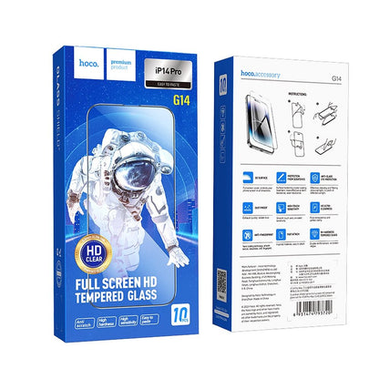Pellicola Protettiva Schermo HOCO per Apple iPhone 14 Pro, Vetro Temperato, Full Glue, Set 10 pezzi, Nera