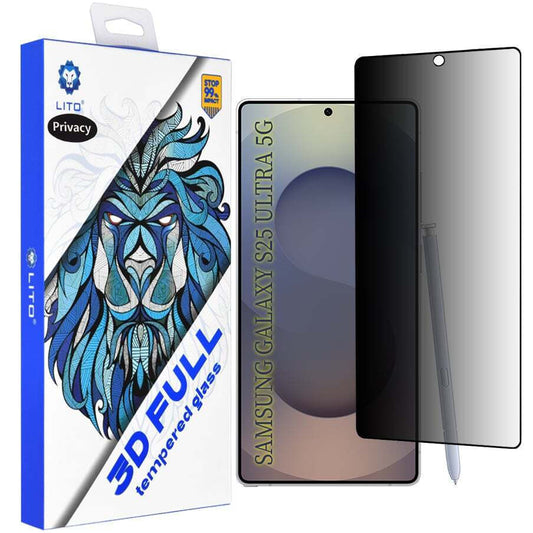 Film de protection d'écran Privacy Lito pour Samsung Galaxy S25 Ultra S938, Verre Trempé, Full Glue, 3D