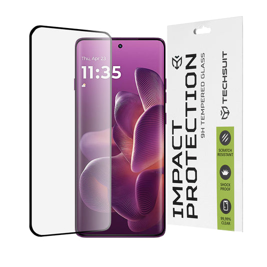Film de protection d'écran Techsuit pour Motorola Edge 60 Pro, Verre Trempé, Full Glue, 111D, Noir