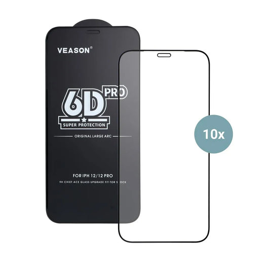 Veason PRO Displayschutzfolie für Apple iPhone 17 Pro, gehärtetes Glas, Full Glue, 10er Set, 6D, Schwarz