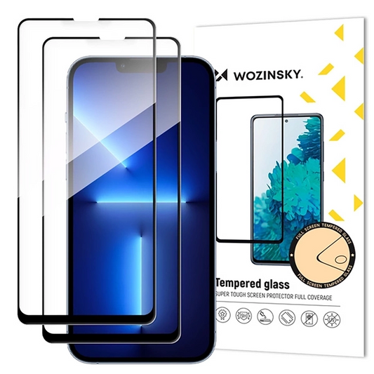 Pellicola protettiva per schermo WZK per Samsung Galaxy S25 FE, Vetro temperato, Full Glue, Set 2 pezzi, Nero