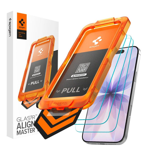 Pellicola protettiva Schermo Spigen GlastR Align Master Slim per Apple iPhone 17, Vetro Temperato, Full Glue, Set 3 pezzi