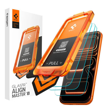 Pellicola Protettiva Schermo Spigen GlastR Align Master Slim per Apple iPhone 17 Pro Max, Vetro Temperato, Full Glue, Set 3 pezzi