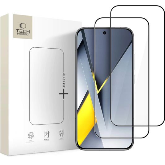 Schutzfolie Tech-Protect FIT+ für Xiaomi Poco F8 Pro, Gehärtetes Glas, Vollverklebung, Set mit 2 Stück, 2.5D, Schwarz