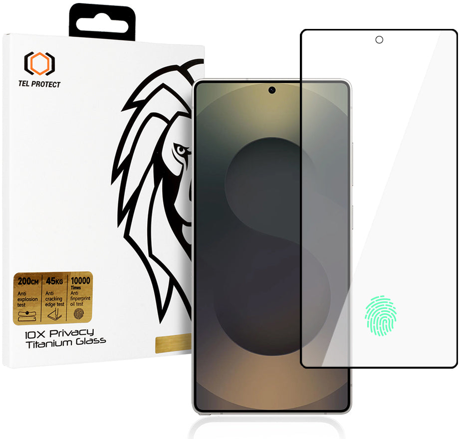 Tel Protect 10X Plus Titanium Privacy Screen Protector for Samsung Galaxy S25 Ultra S938, Tempered Glass, Full Glue