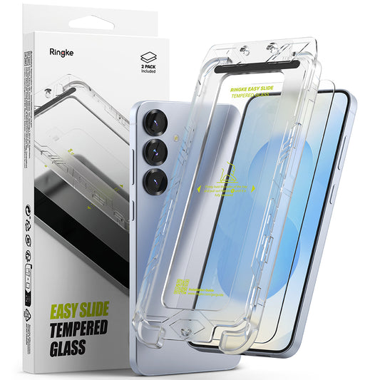 Schutzfolie Ringke Easy Slide für Samsung Galaxy S25 S931, Gehärtetes Glas, Vollkleber, Set 2 Stück
