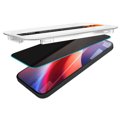 Film de protection écran Privacy Spigen GlastR EZ FIT pour Apple iPhone 16 / 15, Verre Trempé, Full Glue, Lot de 2 pièces