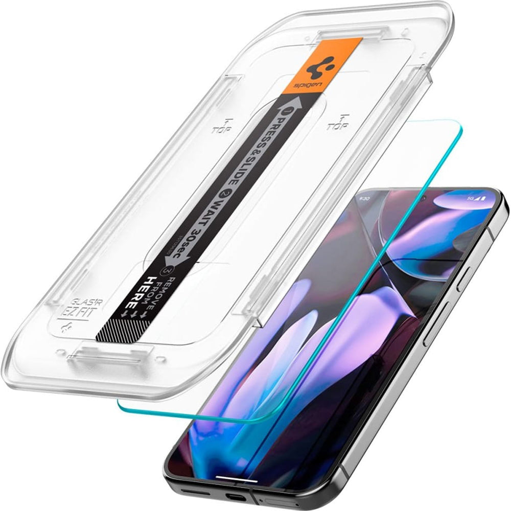 Pellicola protettiva Schermo Spigen GlastR EZ FIT per Google Pixel 9 Pro XL, Vetro Temperato, Full Glue, Set 2 pezzi AGL08445