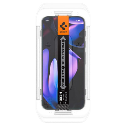 Film de protection d'écran Privacy Spigen GlastR EZ FIT pour Google Pixel 9 / 9 Pro, Verre trempé, Collage complet, Lot de 2 pièces