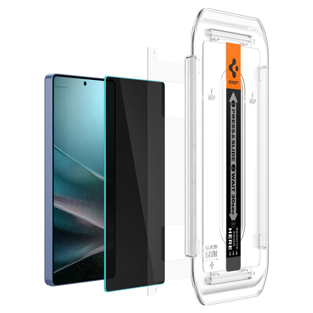 Pellicola protettiva per schermo Privacy Spigen GlastR EZ FIT HD per Samsung Galaxy S25 Ultra S938, Vetro temperato, Colla completa, Set 2 pezzi AGL09335