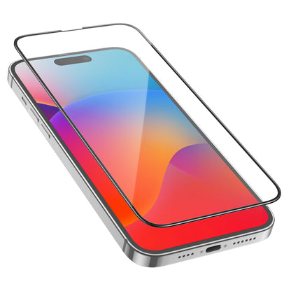Film de protection écran HOCO G16 pour Apple iPhone 15 Pro Max, Verre Trempé, Full Glue, 5D, Noir.