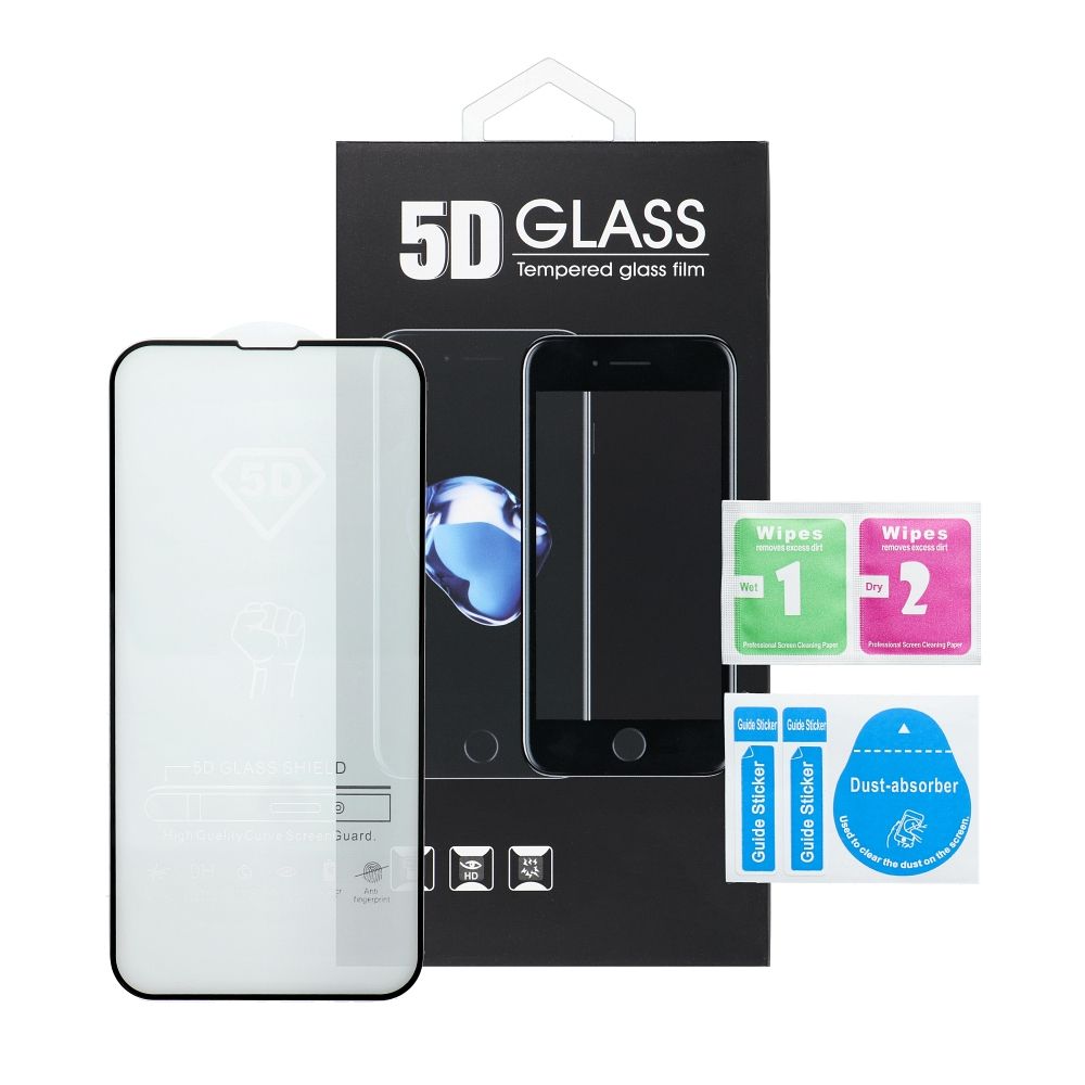 Schutzfolie OEM für Apple iPhone 17 Pro, gehärtetes Glas, Full Glue, 5D, Schwarz