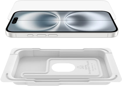 Film de protection d'écran Belkin ScreenForce TemperedGlass pour Apple iPhone 16 / 15 / 14 Pro, Verre trempé, Collage complet OVA135zz