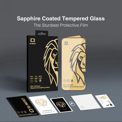 Pellicola protettiva per schermo Tel Protect 10X HD DLC Diamond Coating per Apple iPhone 17e / 16e / 14 / 13 Pro / 13, Vetro temperato, Full Glue, Nera
