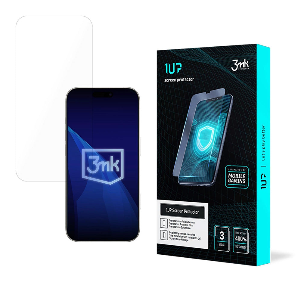 Schutzfolie 3MK 1UP für Apple iPhone 17 Pro Max, Gehärtetes Glas, Vollverklebung, Set 3 Stück