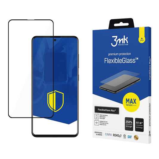Pellicola protettiva per schermo 3MK FlexibleGlass Max per Samsung Galaxy A52s 5G A528 / A52 5G A526 / A52 A525, Vetro Flessibile, Full Glue, Nero