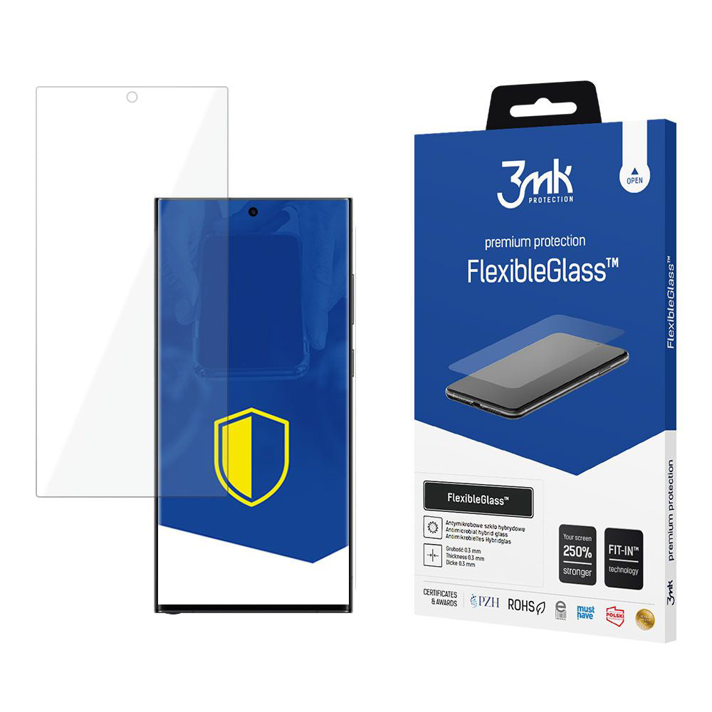 Pellicola protettiva per schermo 3MK FlexibleGlass per Samsung Galaxy S24 Ultra S928, Vetro Flessibile, Full Glue