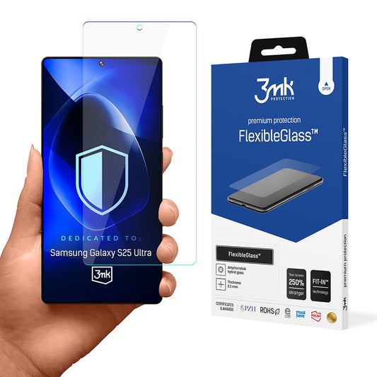 Pellicola protettiva per schermo 3MK FlexibleGlass per Samsung Galaxy S25 Ultra S938, Vetro Flessibile, Colla Completa