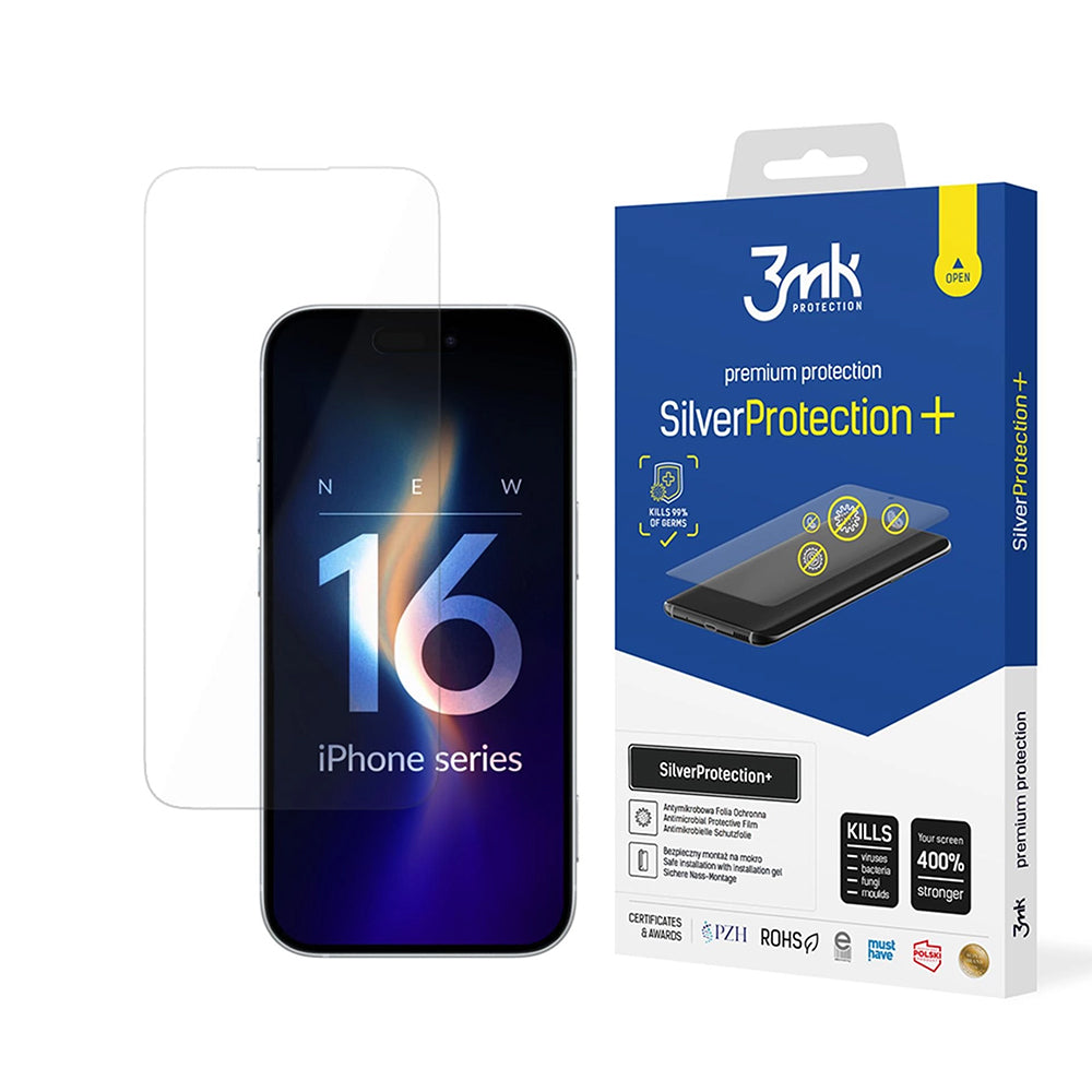 Film de protection d'écran 3MK Silver Protect+ pour Apple iPhone 16 Pro, Plastique