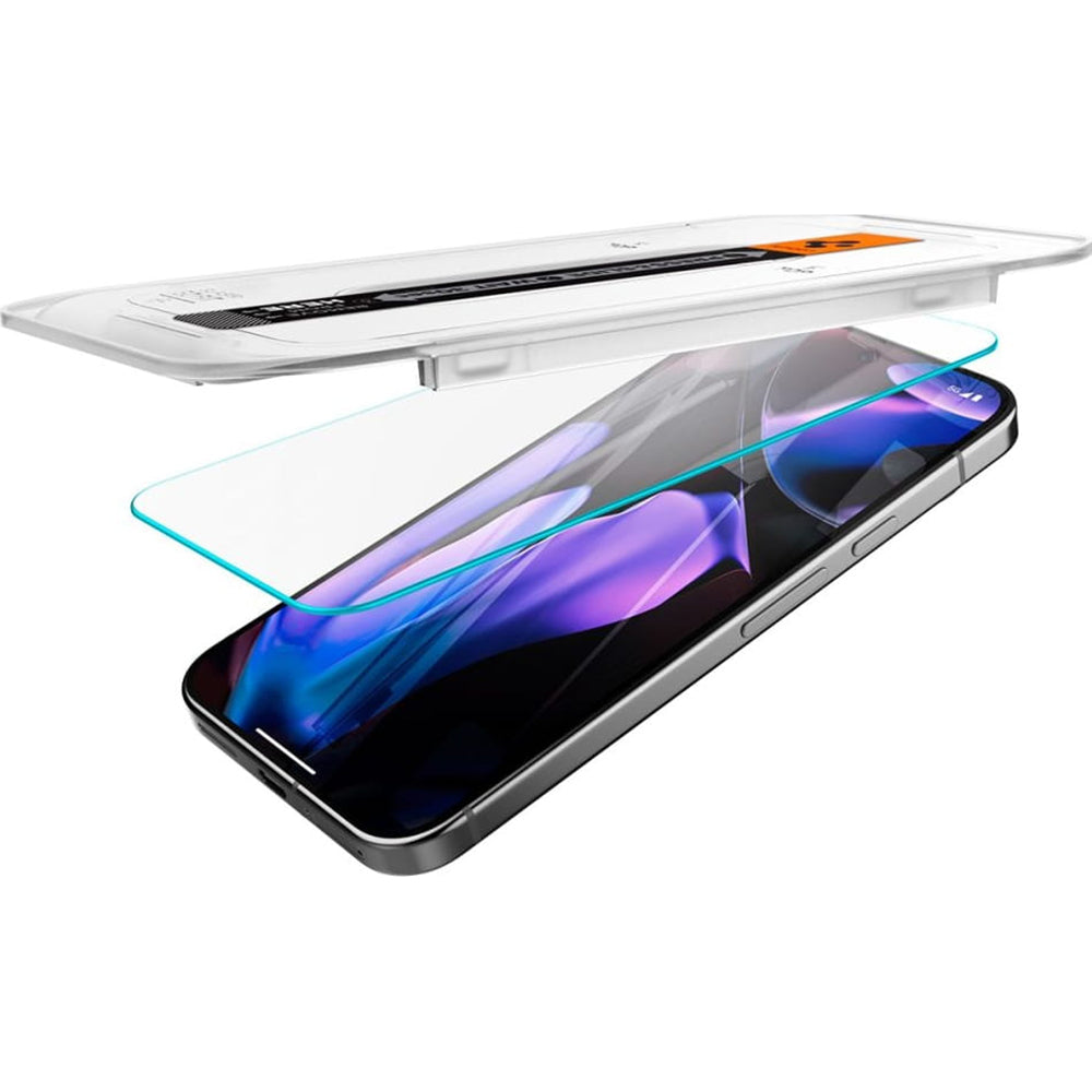 Pellicola protettiva Schermo Spigen GlastR EZ FIT per Google Pixel 9 Pro XL, Vetro Temperato, Full Glue, Set 2 pezzi AGL08445
