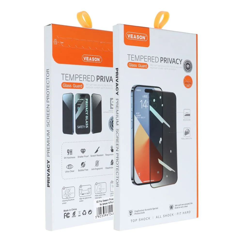 Film de protection d'écran Privacy Veason pour Apple iPhone 12 / 12 Pro, Verre trempé, Collage complet, 6D