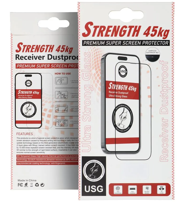 OEM Ultra Strong 45KG Displayschutzfolie für Apple iPhone 17 / 16 Pro, Gehärtetes Glas, Vollklebung, 2.5D, Schwarz