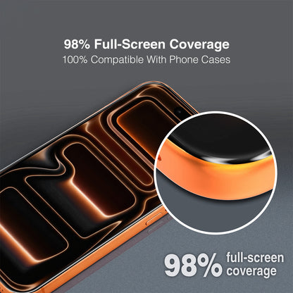 Pellicola protettiva per schermo Tel Protect 10X HD DLC Diamond Coating per Apple iPhone 17e / 16e / 14 / 13 Pro / 13, Vetro temperato, Full Glue, Nera