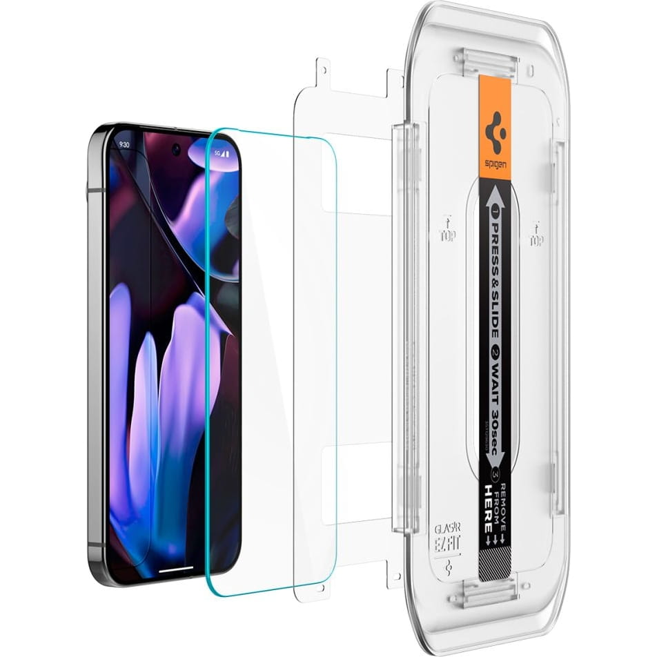 Pellicola protettiva Schermo Spigen GlastR EZ FIT per Google Pixel 9 Pro XL, Vetro Temperato, Full Glue, Set 2 pezzi AGL08445
