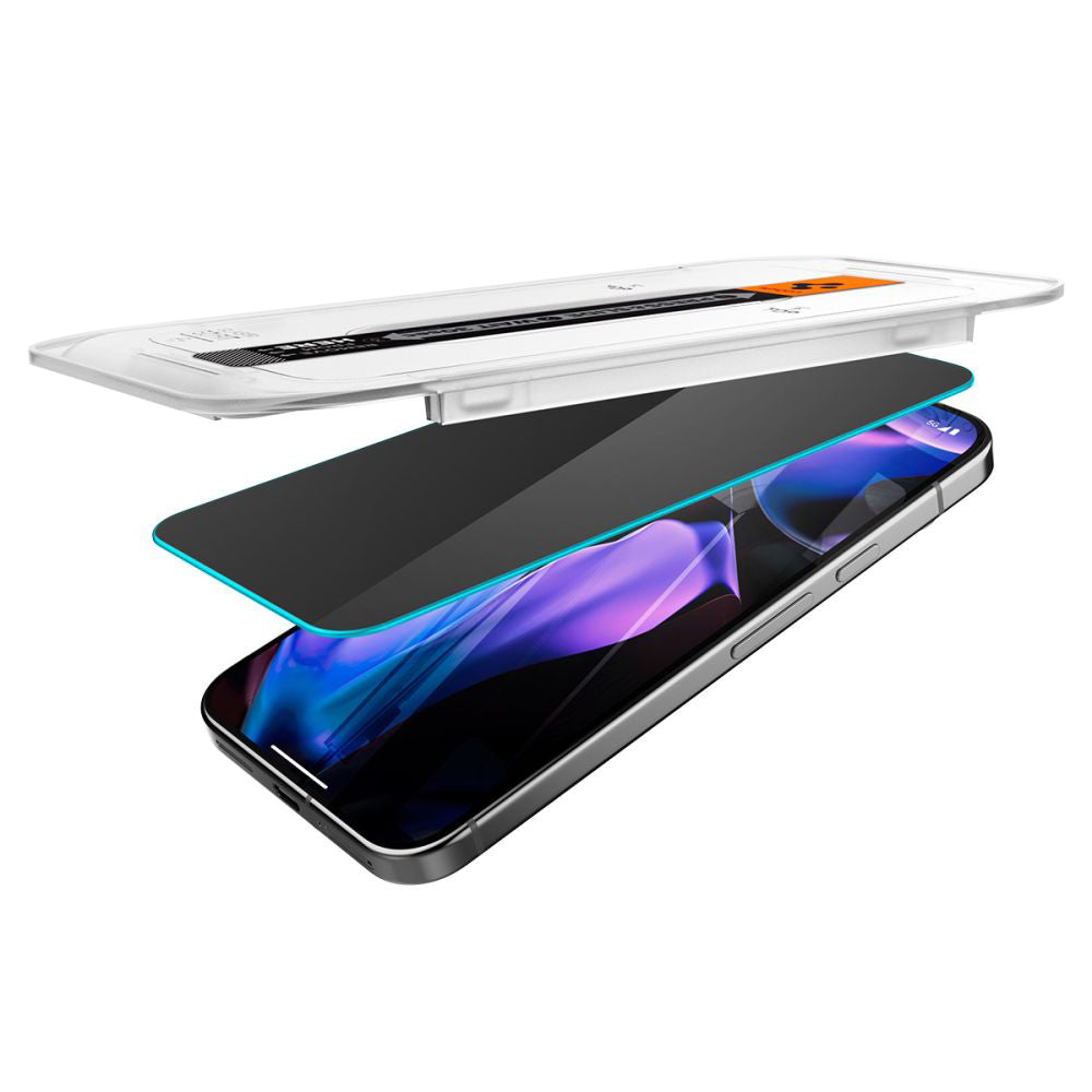 Film de protection d'écran Privacy Spigen GlastR EZ FIT pour Google Pixel 9 / 9 Pro, Verre trempé, Collage complet, Lot de 2 pièces