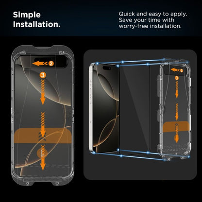 Schutzfolie Tech-Protect Quick Set+ für Apple iPhone 17e / 16e / 14 / 13 Pro, Gehärtetes Glas, Vollverklebung, Set mit 2 Stück, Schwarz