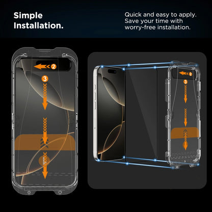 Pellicola Protettiva Schermo Tech-Protect Quick Set+ per Apple iPhone 16 Pro, Vetro Temperato, Full Glue, Set 2 pezzi, Nera