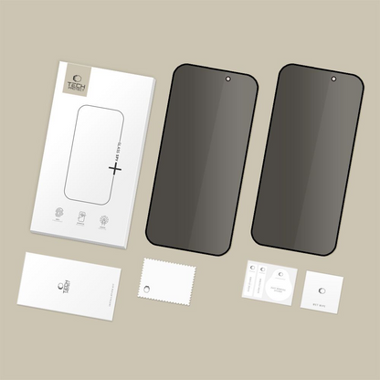 Pellicola protettiva per schermo Privacy Tech-Protect Spy+ per Apple iPhone 17 Pro Max / 16 Pro Max, Vetro temperato, Full Glue, Set 2 pezzi